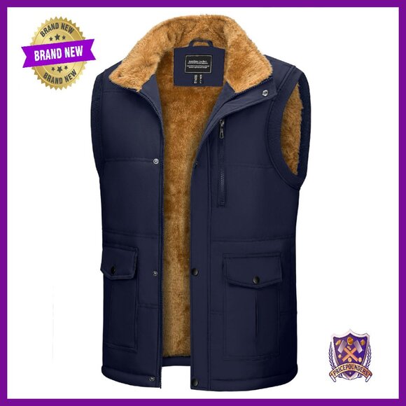 Other - Men's Fleece Lined Quilted Puffer Vest with 4 Pockets